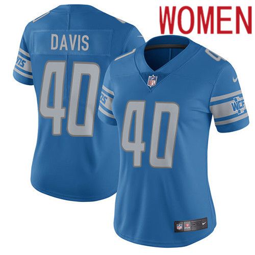 Women Detroit Lions 40 Jarrad Davis Nike Blue Vapor Limited NFL Jersey